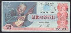 1981 19 EKİM YARIM BİLET - Y SERİSİ
