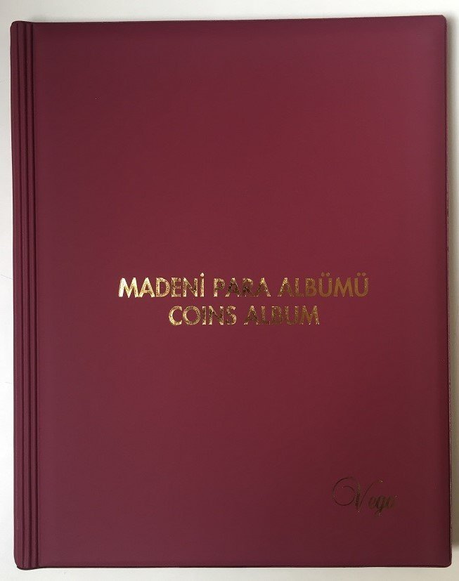 VEGA MADENİ PARA ALBÜM ( BORDO ) 200 ADET KAPAMA KAPASİTELİ eski para mezat
