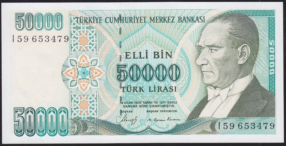 7.Emisyon 1.Tertip 50000 Lira I59 653479 Çil