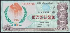 1985 9 Kasım Çeyrek Bilet - N Serisi - Filigranlı 10 Lira Kağıdı