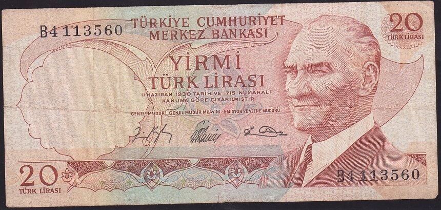 6.Emisyon 1.Tertip 20 Lira B4 113560 Çok Temiz