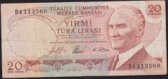 6.Emisyon 1.Tertip 20 Lira B4 113560 Çok Temiz