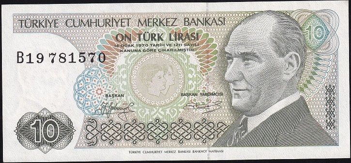 7.Emisyon 1.Tertip 10 Lira B19 781570 Çilaltı Çil