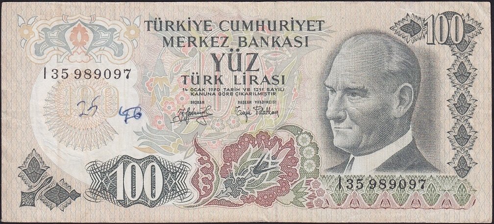 6.Emisyon 2.Tertip 100 Lira I35 989097 Çok Temiz