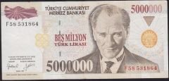 7.Emisyon 5 000 000 Lira F58 531864 Çok Temiz+