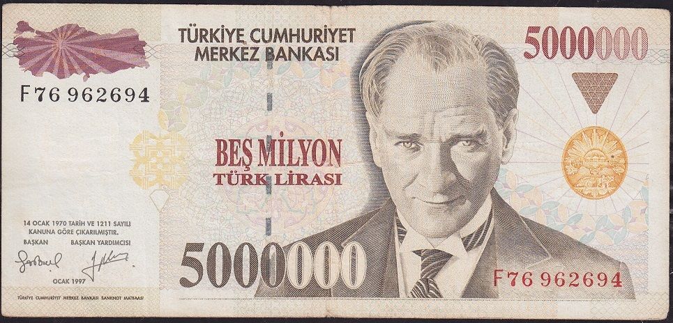 7.Emisyon 5 000 000 Lira F76 962694 Çok Temiz