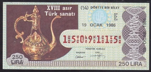 1986 19 OCAK ÇEYREK BİLET E SERİSİ