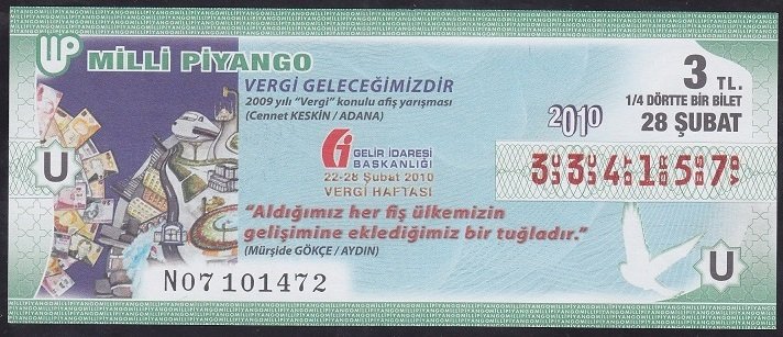 2010 28 ŞUBAT ÇEYREK BİLET - U SERİSİ