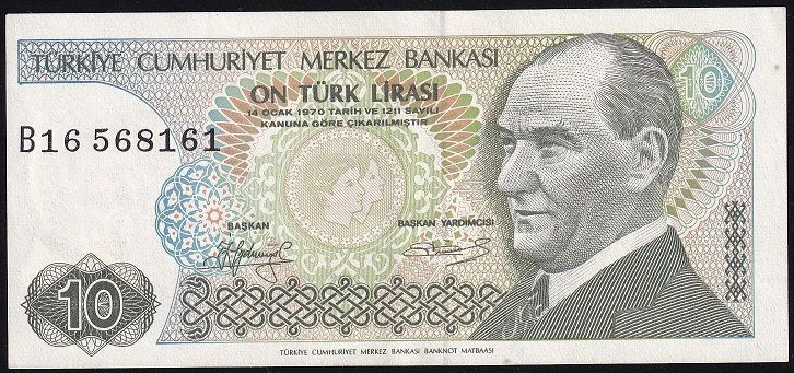 7.Emisyon 1.Tertip 10 Lira B16 568161 Çilaltı
