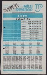 1989 19 HAZİRAN PİYANGO LİSTESİ