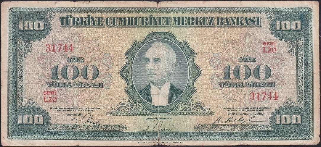 4.Emisyon 100 Lira L20 31744 Temiz +