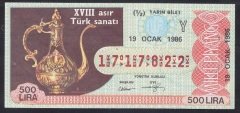 1986 19 OCAK YARIM BİLET Y SERİSİ