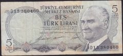 6.EMİSYON 1.TERTİP 5 LİRA D15 380400 ÇOK TEMİZ