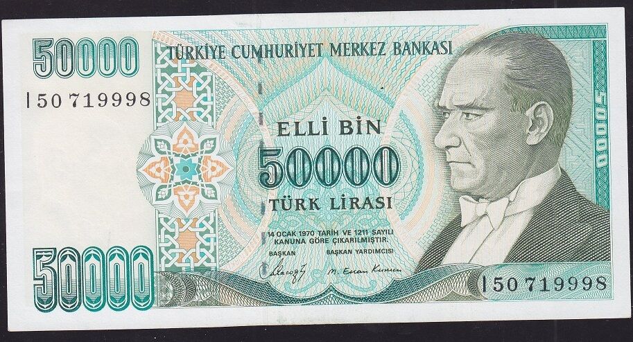 7.Emisyon 1.Tertip 50000 Lira I50 719998 Çilaltı