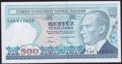 7.Emisyon 1.Tertip 500 Lira A46 442458 Çil