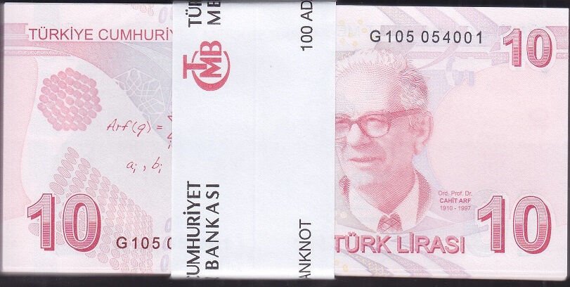 9.Emisyon 10 Lira G105 Deste(100 Adet) Çil % 99 Sıralı