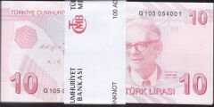 9.Emisyon 10 Lira G105 Deste(100 Adet) Çil % 99 Sıralı