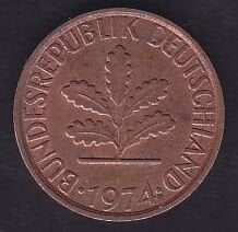 Almanya 1 Pfennig 1974 F