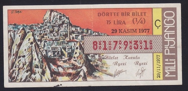 1977 29 KASIM ÇEYREK BİLET