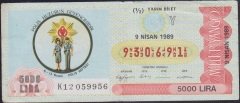 1989 9 NİSAN YARIM BİLET - Y SERİSİ