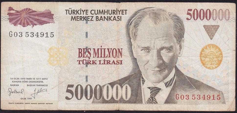 7.Emisyon 5 000 000 Lira G03 534915 Çok Temiz