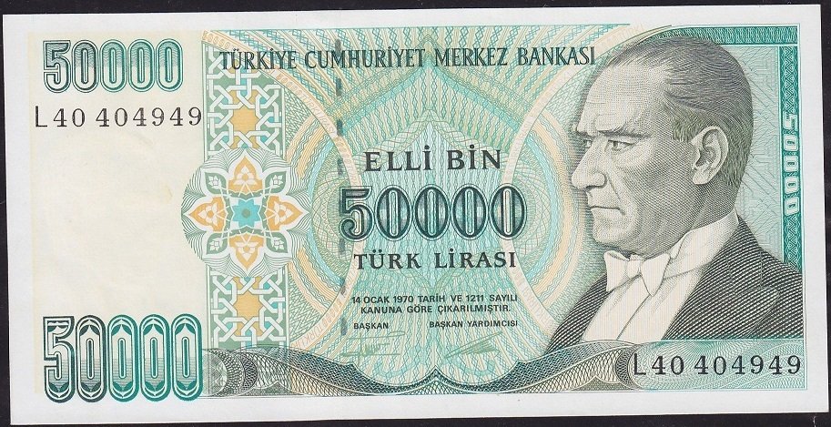 7.Emisyon 2.Tertip 50000 Lira L40 404949 Çilaltı Çil