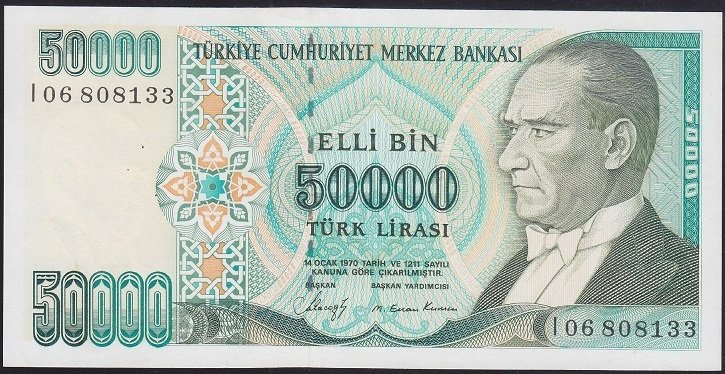 7.EMİSYON 1.TERTİP 50000 LİRA I06 808133 ÇİLALTI ÇİL
