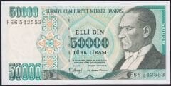 7.Emisyon 1.Tertip 50000 Lira F66 542553 Çil