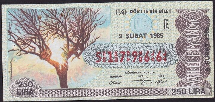 1985 9 Şubat Çeyrek Bilet - E Serisi