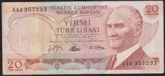 6.Emisyon 1.Tertip 20 Lira A44 357233 Çok Temiz