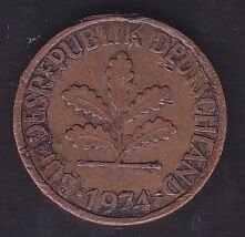 Almanya 1 Pfennig 1974 D
