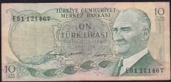 6.Emisyon 1.Tertip 10 Lira E51 121467 Çok Temiz