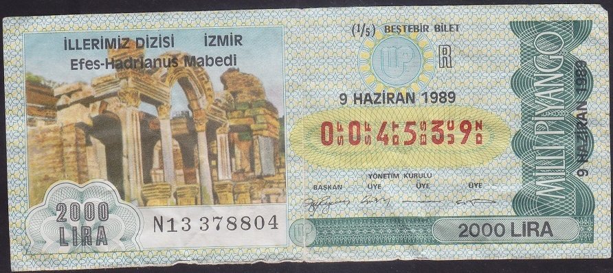 1989 9 HAZİRAN ÇEYREK BİLET - R SERİSİ