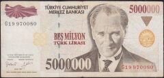 7.Emisyon 5 000 000 Lira G19 970080 Çok Temiz