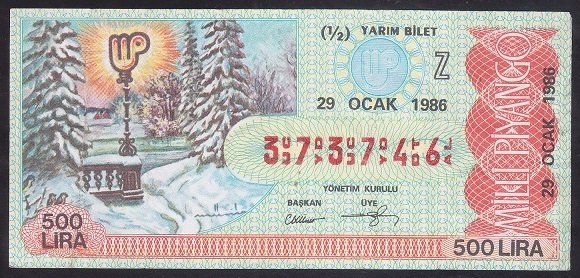 1986 29 OCAK YARIM BİLET Z SERİSİ
