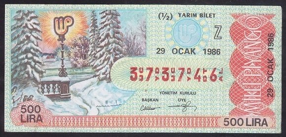 1986 29 OCAK YARIM BİLET Z SERİSİ