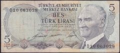 6.EMİSYON 1.TERTİP 5 LİRA D10 063028 ÇOK TEMİZ