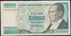 7.Emisyon 1.Tertip 50000 Lira C30 117466 Çok Temiz