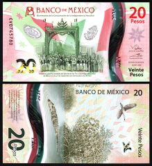Meksika 20 Pesos 2022 Çil Pick 132 Polimer