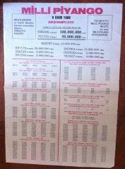 1986 9 EKİM PİYANGO LİSTESİ