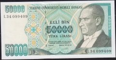 7.Emisyon 2.Tertip 50000 Lira L34 099409 Çil