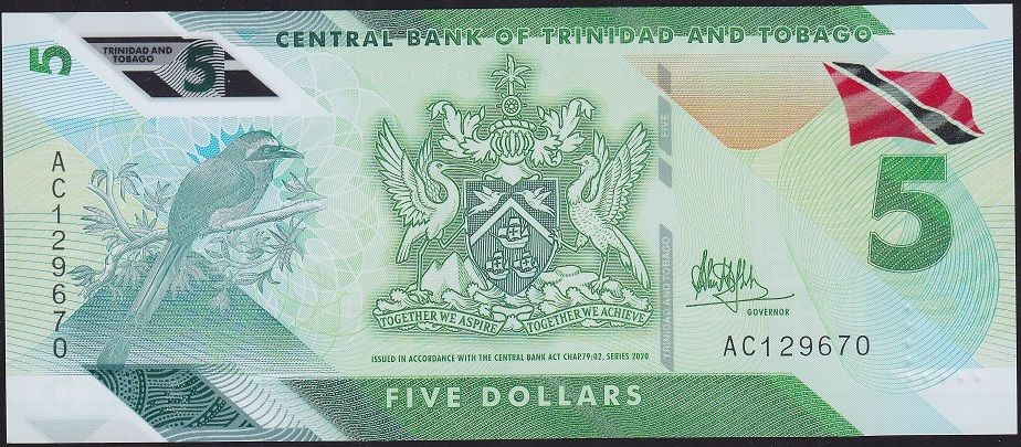 Trinidad Tobago 5 Dolar 2020 Çil Pick 61 Polimer