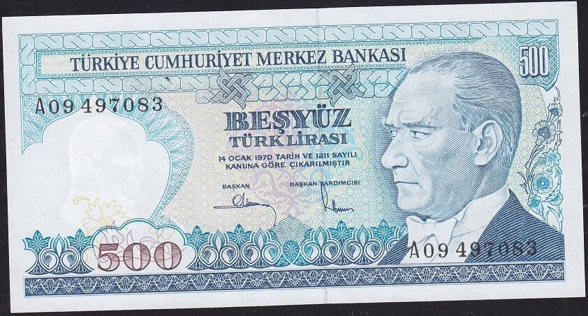 7.Emisyon 1.Tertip 500 Lira A09 497083 Çil
