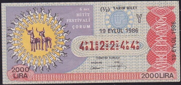 1986 19 Eylül Yarım Bilet - Y Serisi