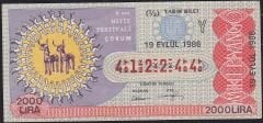1986 19 Eylül Yarım Bilet - Y Serisi