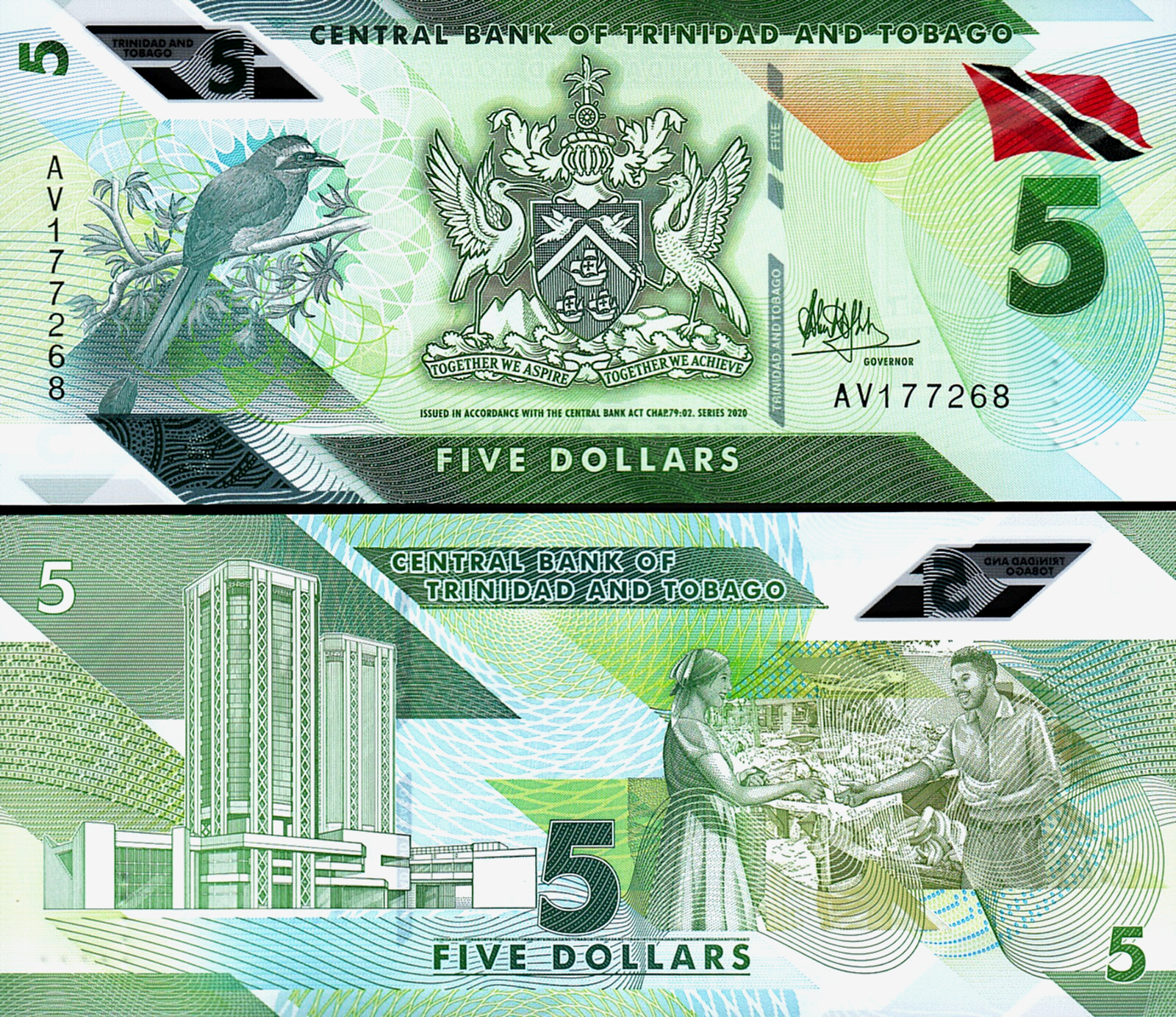 Trinidad Tobago 5 Dolar 2020 Çil Pick 61 Polimer