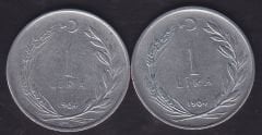 1964 Yılı 1 Lira (Ters Düz Takım)