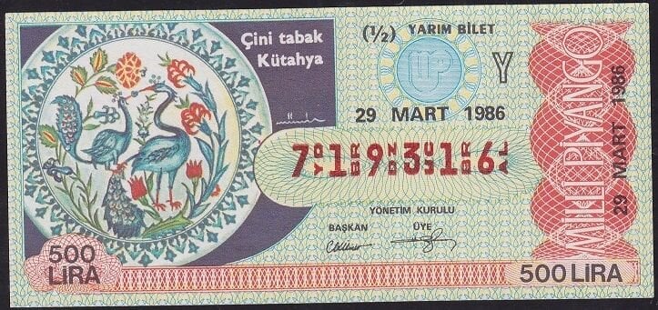 1986 29 Mart Yarım Bilet - Y Serisi