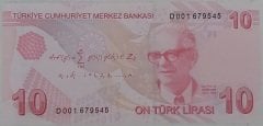 9.Emisyon 4.Tertip 10 Lira D001 679545 Çil