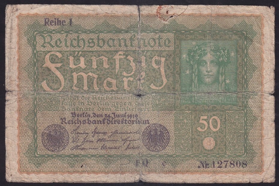 ALMANYA 50 MARK 1919 HALİYLE